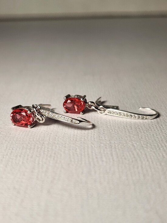 VTG NIB 925 Salmon Triplet Quartz Leverback Earrings - Picture 2 of 11